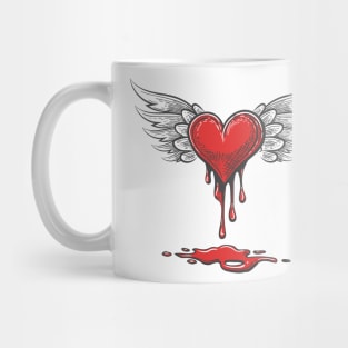 Cartoon Bleeding heart with Wings. Mug